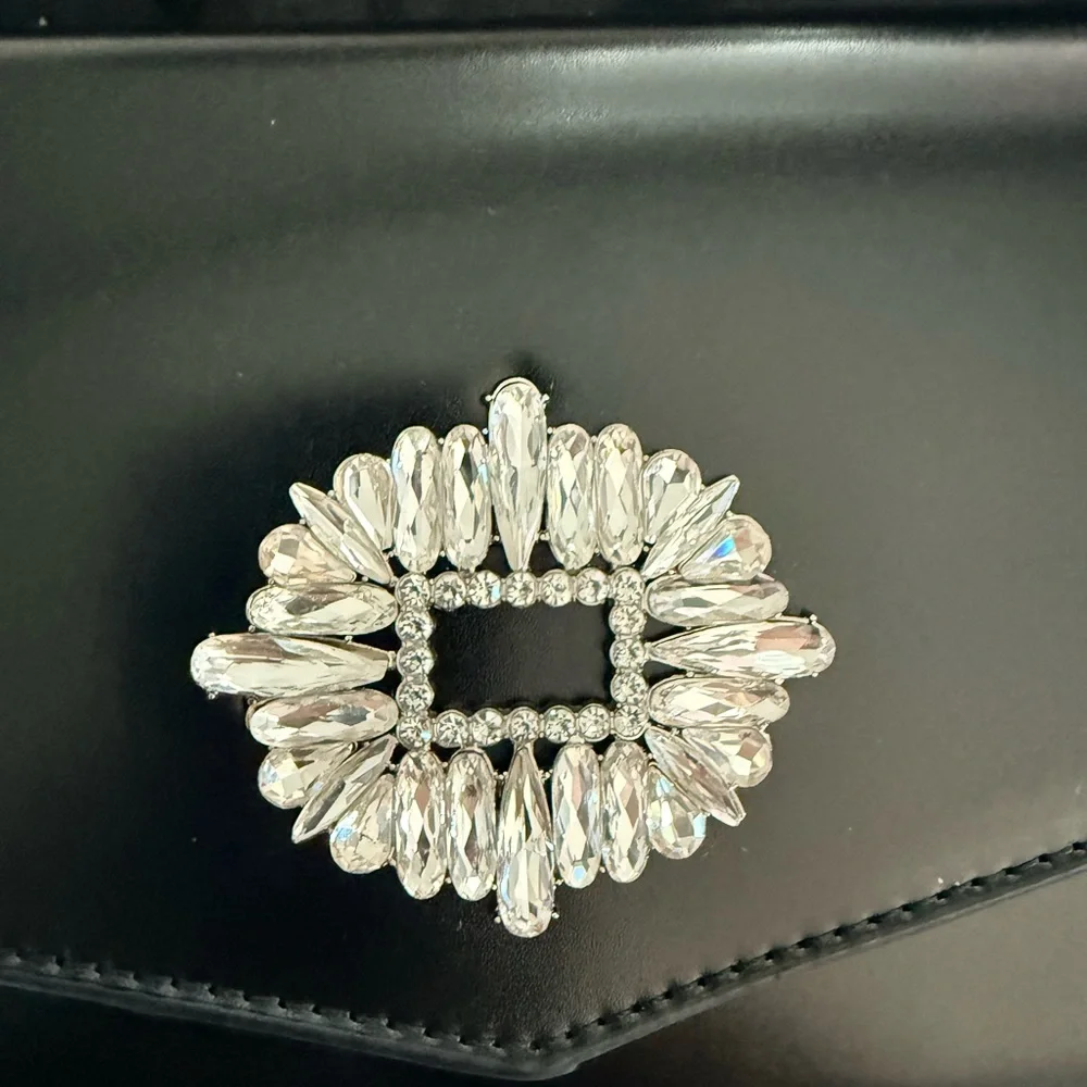 Badgley Mischka Elegant Black Clutch with Silver Accent